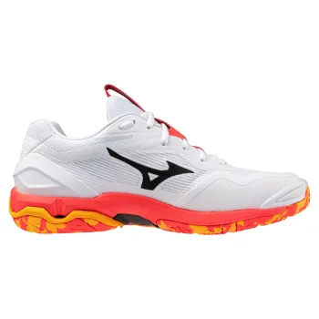 Mizuno Wave Stealth 6 Herren 42 / white/fiery coral 2/citrus